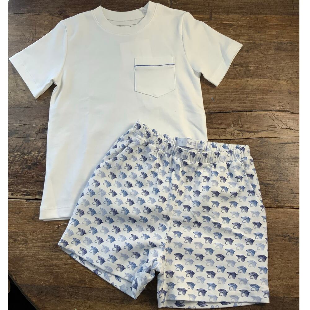 Lila & Hayes Pima Cotton Fly Fishing 2pc short set NWT size 4T